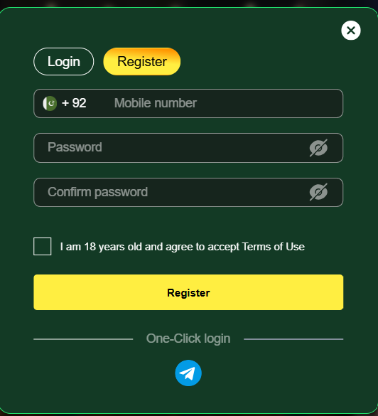 PKRone Game registration page