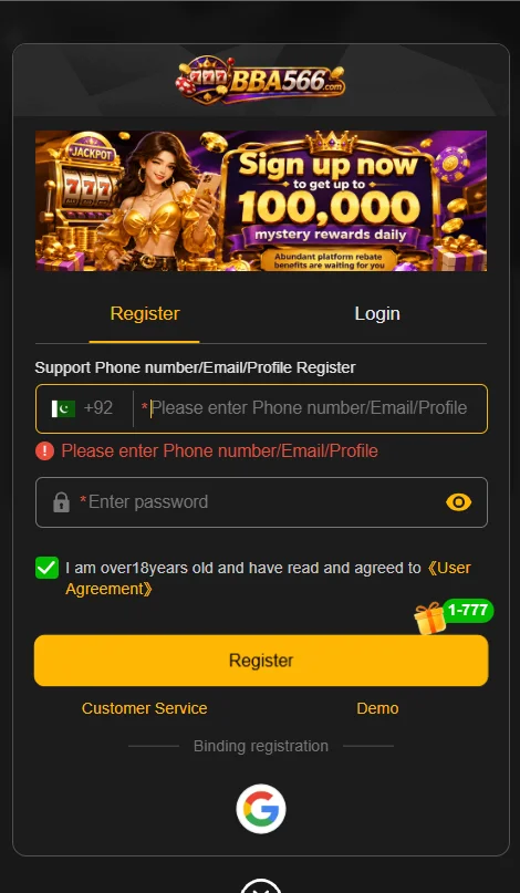 Register bba566 Game APP