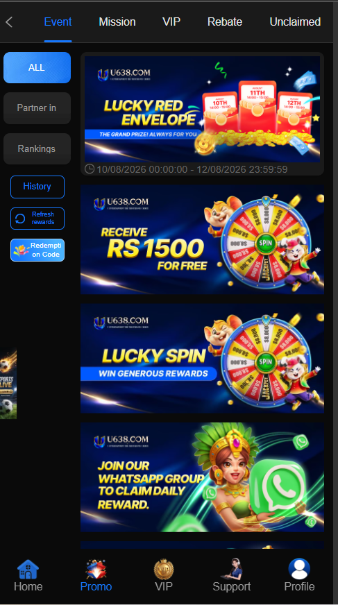 u638 promotions and bonus rewards